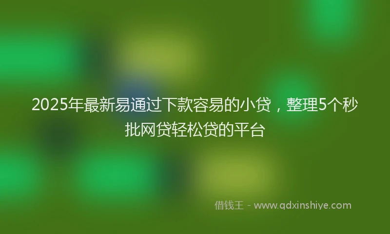 2025年最新易通过下款容易的小贷，整理5个秒批网贷轻松贷的平台