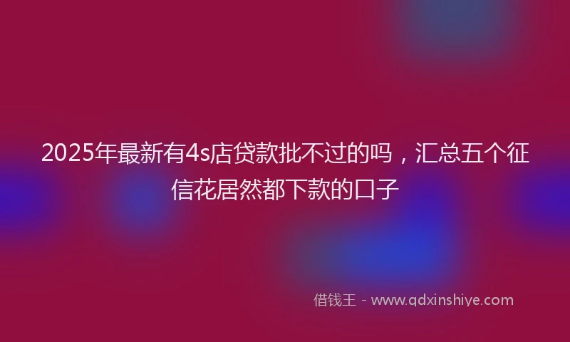 2025年最新有4s店贷款批不过的吗，汇总五个征信花居然都下款的口子