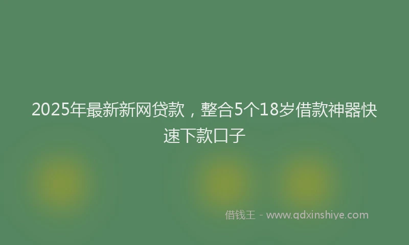 2025年最新新网贷款，整合5个18岁借款神器快速下款口子