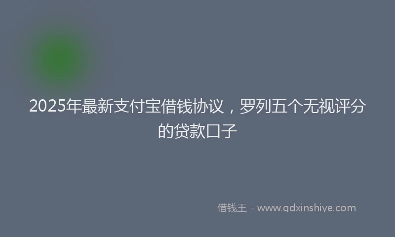 2025年最新支付宝借钱协议，罗列五个无视评分的贷款口子