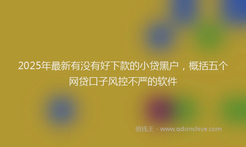 2025年最新有没有好下款的小贷黑户，概括五个网贷口子风控不严的软件