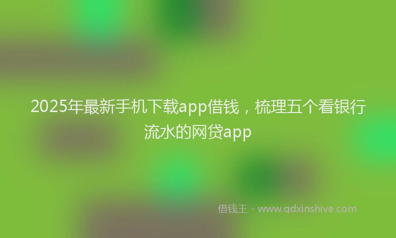 2025年最新手机下载app借钱，梳理五个看银行流水的网贷app