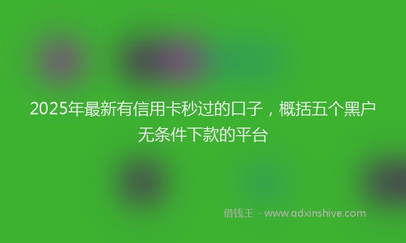 2025年最新有信用卡秒过的口子，概括五个黑户无条件下款的平台
