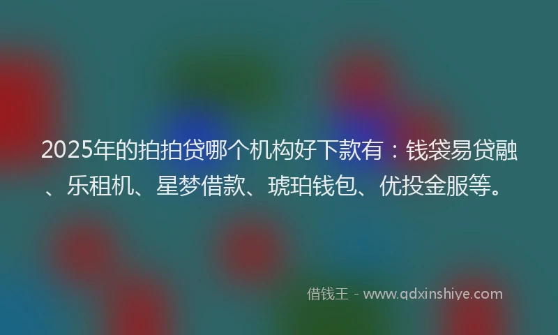 2025年的拍拍贷哪个机构好下款有：钱袋易贷融、乐租机、星梦借款、琥珀钱包、优投金服等。