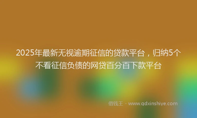 2025年最新无视逾期征信的贷款平台，归纳5个不看征信负债的网贷百分百下款平台