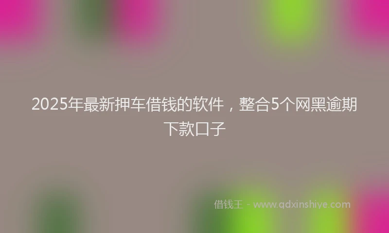 2025年最新押车借钱的软件，整合5个网黑逾期下款口子
