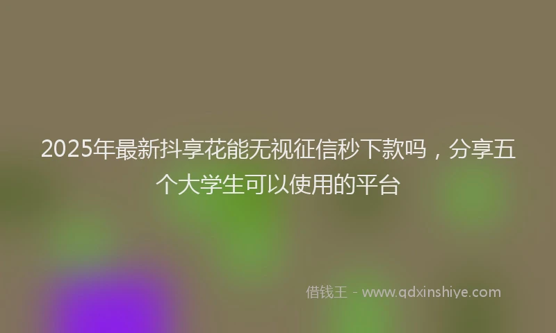 2025年最新抖享花能无视征信秒下款吗，分享五个大学生可以使用的平台
