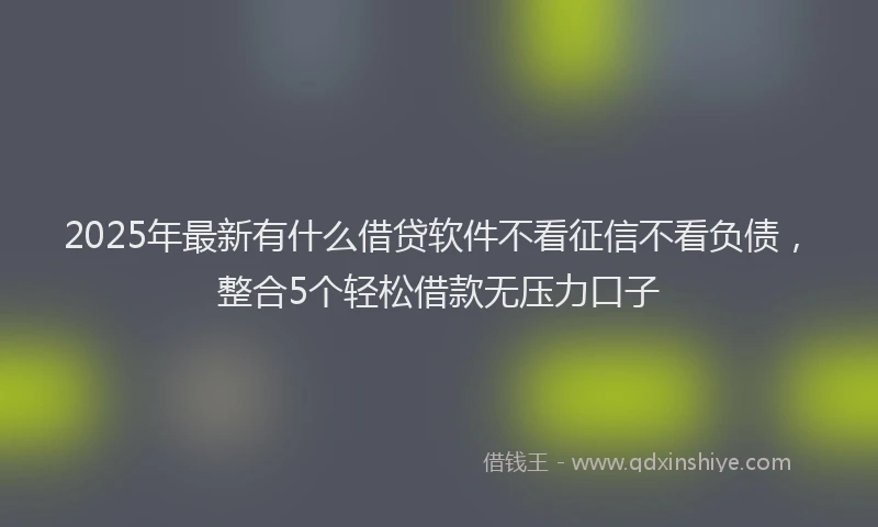 2025年最新有什么借贷软件不看征信不看负债，整合5个轻松借款无压力口子