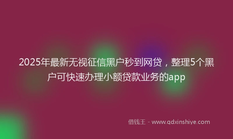 2025年最新无视征信黑户秒到网贷，整理5个黑户可快速办理小额贷款业务的app