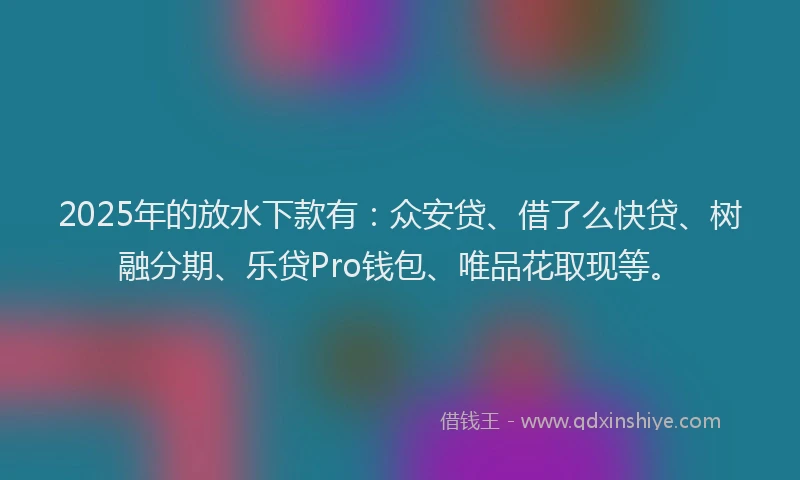 2025年的放水下款有：众安贷、借了么快贷、树融分期、乐贷Pro钱包、唯品花取现等。