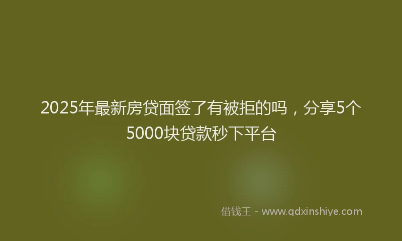 2025年最新房贷面签了有被拒的吗，分享5个5000块贷款秒下平台