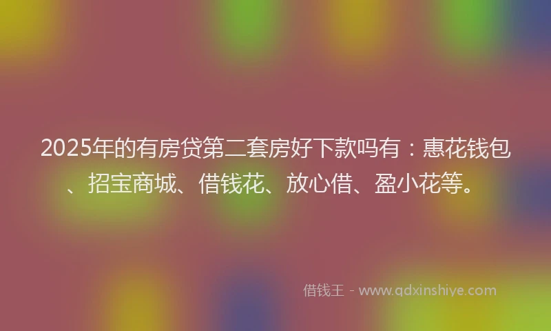 2025年的有房贷第二套房好下款吗有：惠花钱包、招宝商城、借钱花、放心借、盈小花等。