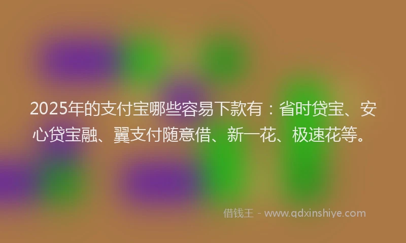 2025年的支付宝哪些容易下款有：省时贷宝、安心贷宝融、翼支付随意借、新一花、极速花等。