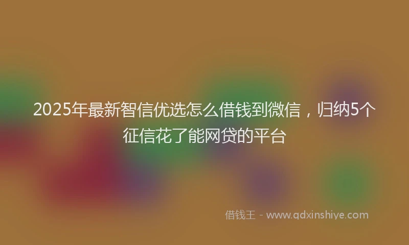 2025年最新智信优选怎么借钱到微信，归纳5个征信花了能网贷的平台