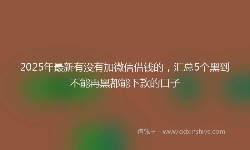 2025年最新有没有加微信借钱的，汇总5个黑到不能再黑都能下款的口子