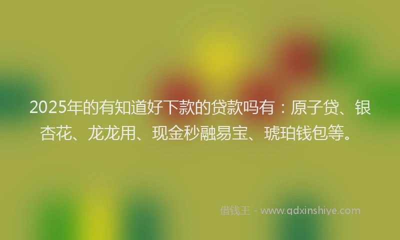 2025年的有知道好下款的贷款吗有：原子贷、银杏花、龙龙用、现金秒融易宝、琥珀钱包等。