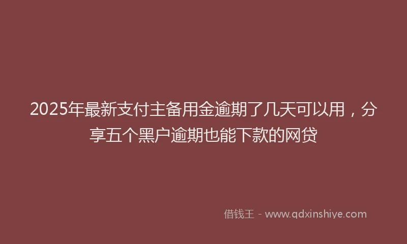 2025年最新支付主备用金逾期了几天可以用，分享五个黑户逾期也能下款的网贷