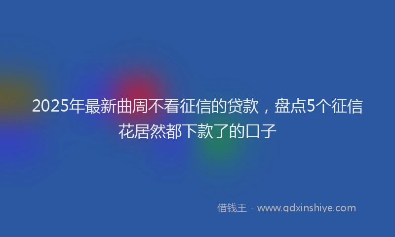2025年最新曲周不看征信的贷款，盘点5个征信花居然都下款了的口子