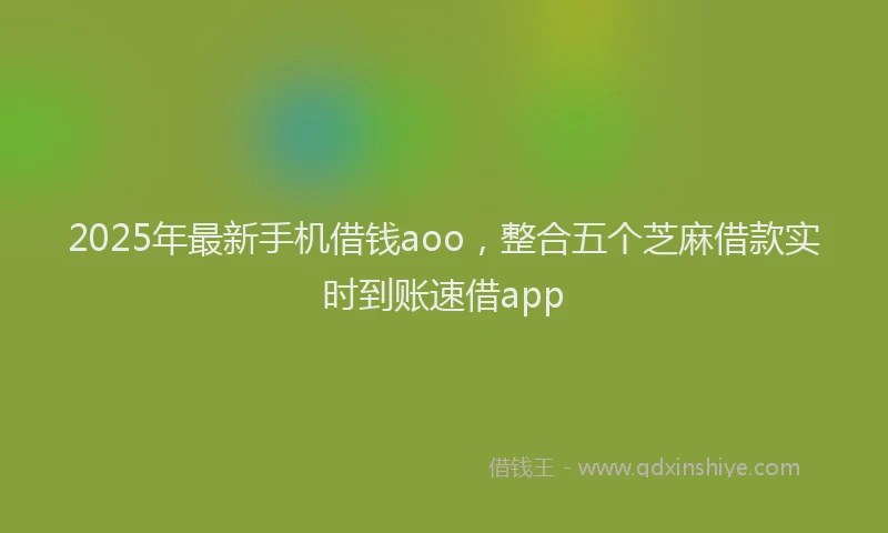 2025年最新手机借钱aoo，整合五个芝麻借款实时到账速借app