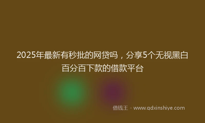 2025年最新有秒批的网贷吗，分享5个无视黑白百分百下款的借款平台