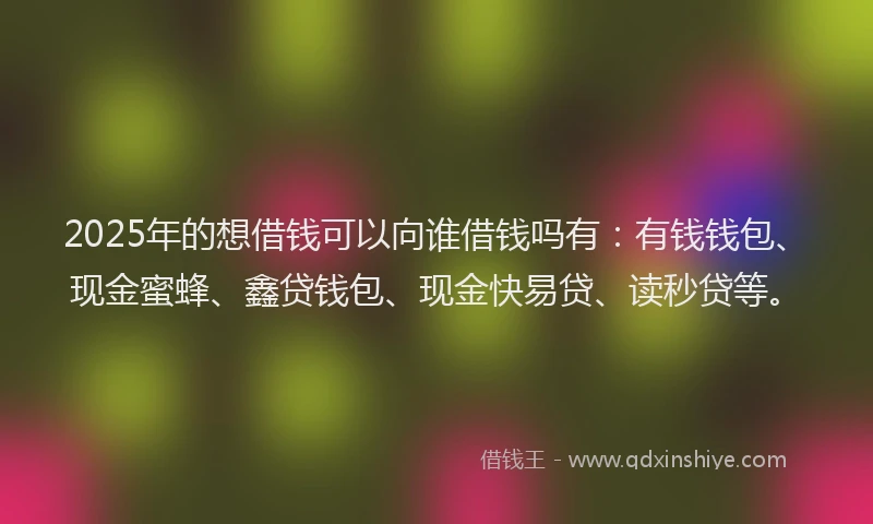2025年的想借钱可以向谁借钱吗有：有钱钱包、现金蜜蜂、鑫贷钱包、现金快易贷、读秒贷等。
