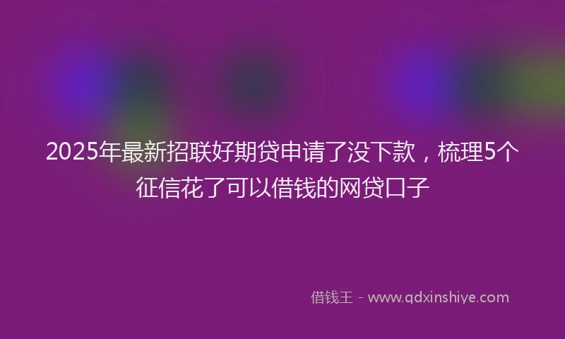 2025年最新招联好期贷申请了没下款，梳理5个征信花了可以借钱的网贷口子