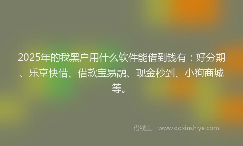 2025年的我黑户用什么软件能借到钱有：好分期、乐享快借、借款宝易融、现金秒到、小狗商城等。