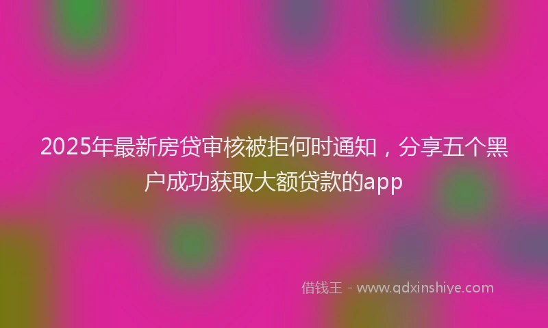2025年最新房贷审核被拒何时通知，分享五个黑户成功获取大额贷款的app