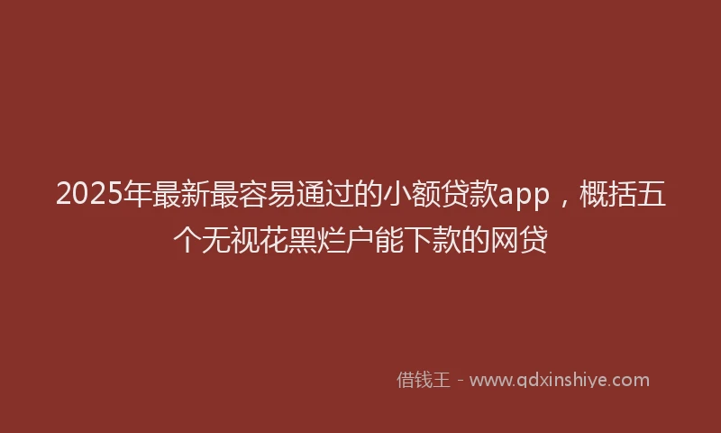 2025年最新最容易通过的小额贷款app，概括五个无视花黑烂户能下款的网贷