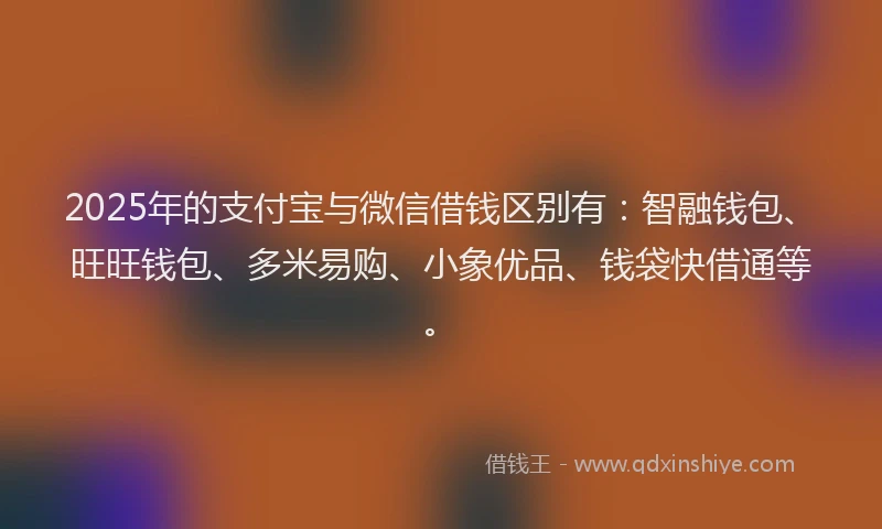 2025年的支付宝与微信借钱区别有：智融钱包、旺旺钱包、多米易购、小象优品、钱袋快借通等。