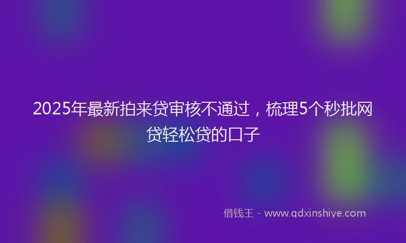 2025年最新拍来贷审核不通过，梳理5个秒批网贷轻松贷的口子