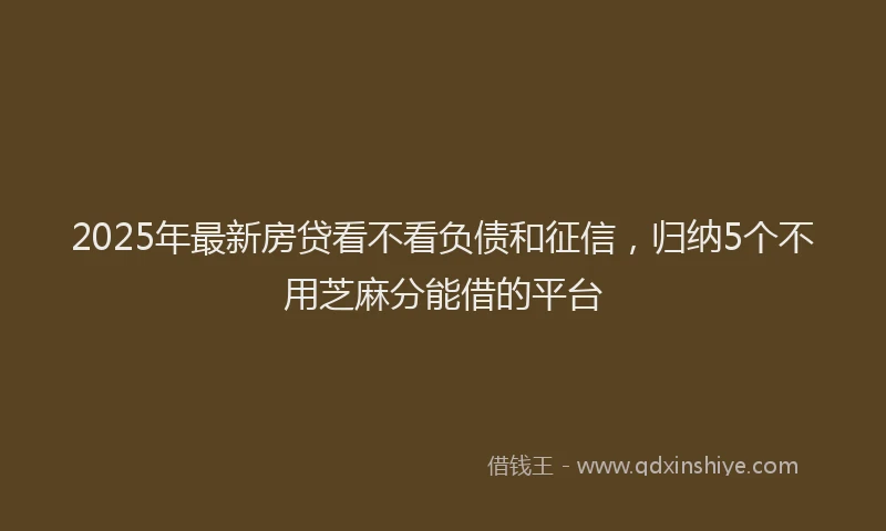 2025年最新房贷看不看负债和征信，归纳5个不用芝麻分能借的平台