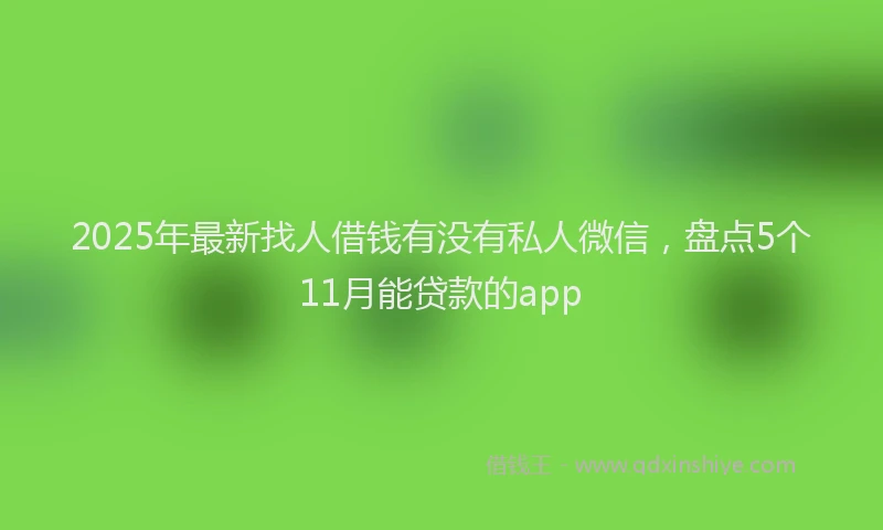 2025年最新找人借钱有没有私人微信，盘点5个11月能贷款的app