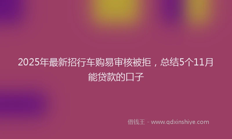 2025年最新招行车购易审核被拒，总结5个11月能贷款的口子