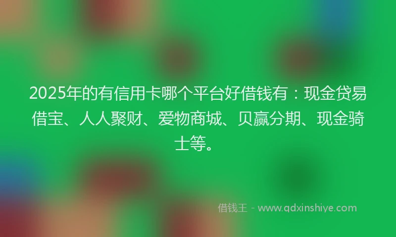 2025年的有信用卡哪个平台好借钱有：现金贷易借宝、人人聚财、爱物商城、贝赢分期、现金骑士等。