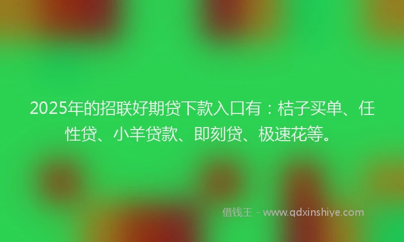 2025年的招联好期贷下款入口有：桔子买单、任性贷、小羊贷款、即刻贷、极速花等。