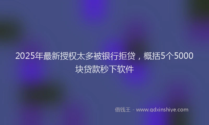 2025年最新授权太多被银行拒贷，概括5个5000块贷款秒下软件