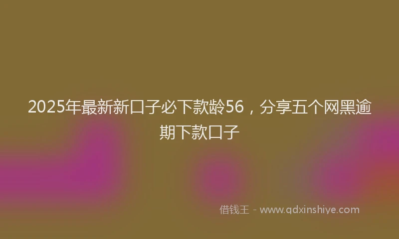 2025年最新新口子必下款龄56，分享五个网黑逾期下款口子
