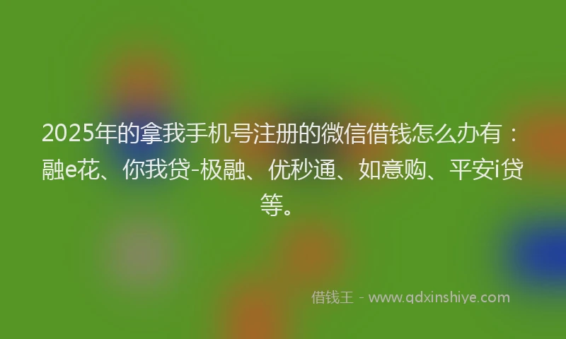 2025年的拿我手机号注册的微信借钱怎么办有：融e花、你我贷-极融、优秒通、如意购、平安i贷等。