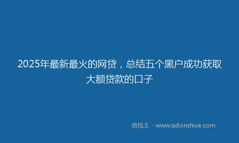 2025年最新最火的网贷，总结五个黑户成功获取大额贷款的口子