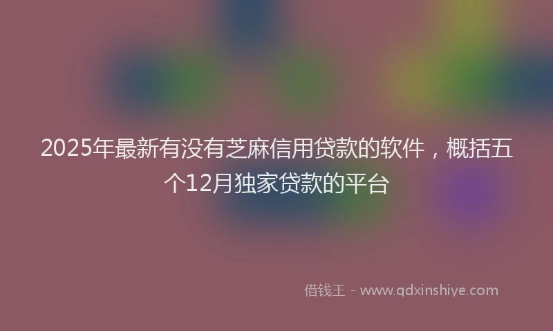 2025年最新有没有芝麻信用贷款的软件，概括五个12月独家贷款的平台