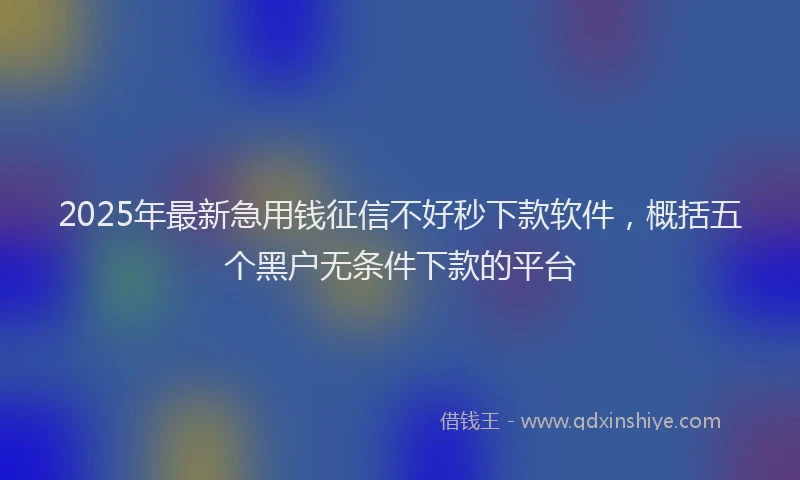 2025年最新急用钱征信不好秒下款软件，概括五个黑户无条件下款的平台