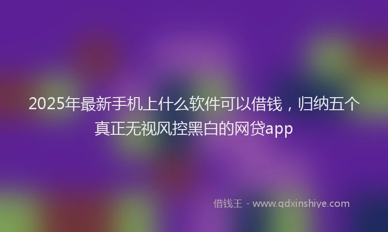 2025年最新手机上什么软件可以借钱，归纳五个真正无视风控黑白的网贷app