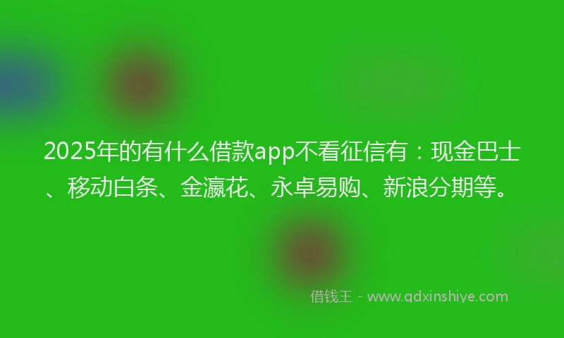 2025年的有什么借款app不看征信有：现金巴士、移动白条、金瀛花、永卓易购、新浪分期等。