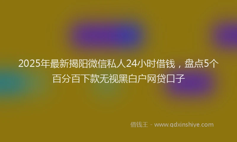 2025年最新揭阳微信私人24小时借钱，盘点5个百分百下款无视黑白户网贷口子