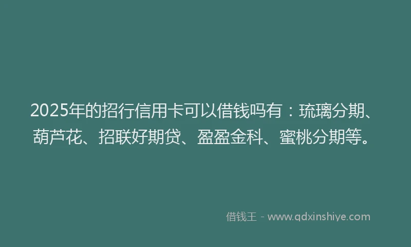 2025年的招行信用卡可以借钱吗有：琉璃分期、葫芦花、招联好期贷、盈盈金科、蜜桃分期等。