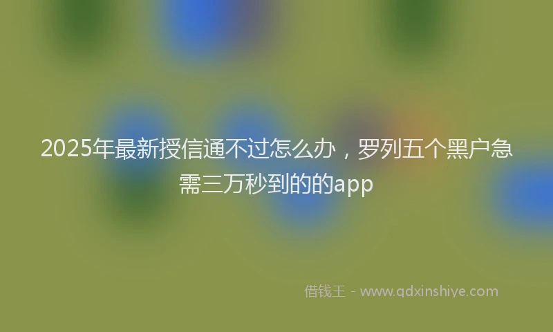 2025年最新授信通不过怎么办，罗列五个黑户急需三万秒到的的app