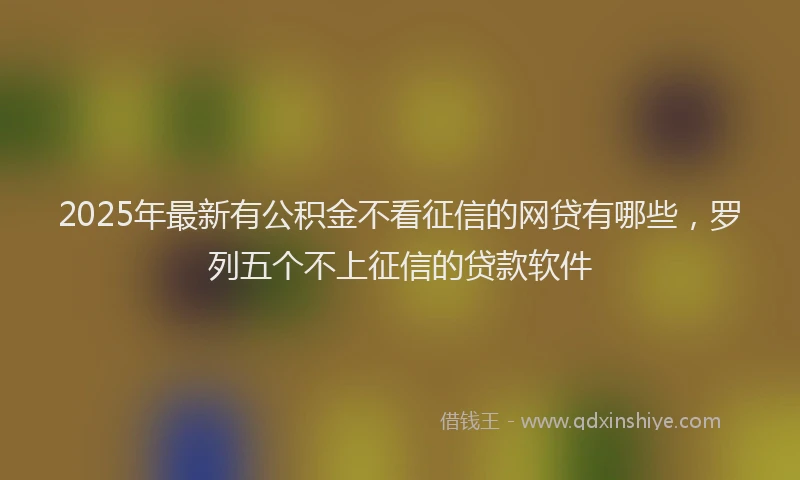2025年最新有公积金不看征信的网贷有哪些，罗列五个不上征信的贷款软件