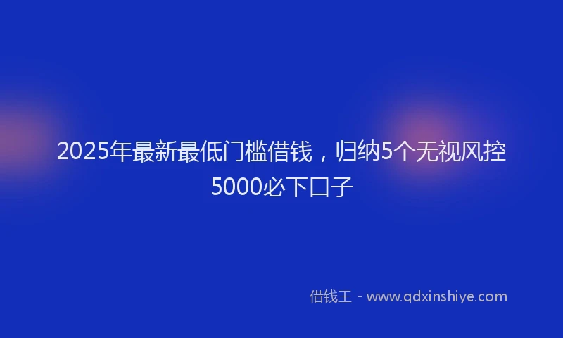 2025年最新最低门槛借钱，归纳5个无视风控5000必下口子