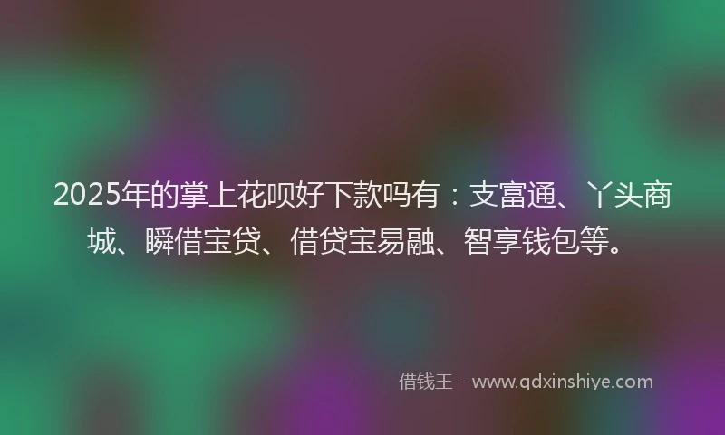 2025年的掌上花呗好下款吗有：支富通、丫头商城、瞬借宝贷、借贷宝易融、智享钱包等。